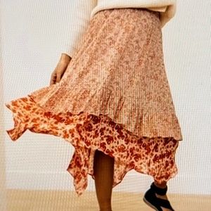 Free People 'Rust Red Combo' floral midi skirt Size 8